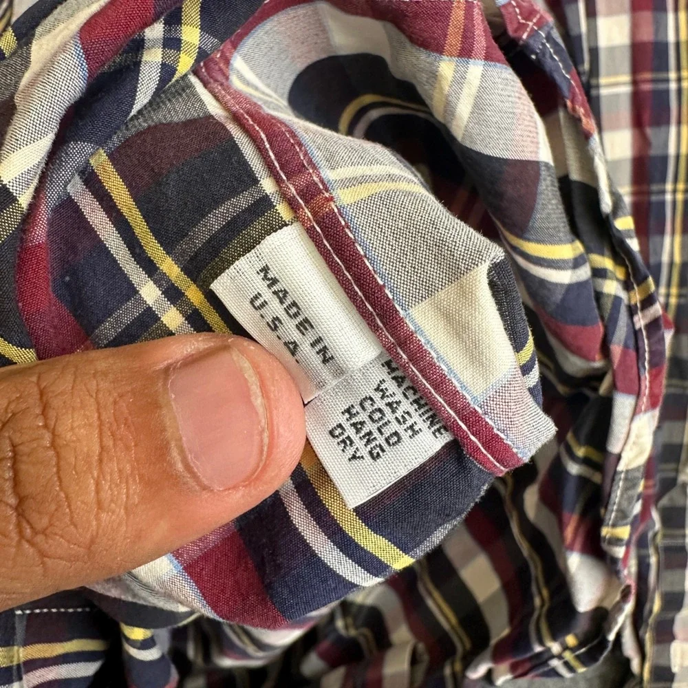 Hamilton Shirt Co Plaid Button Down Mens Large Blue Made in USA Classic